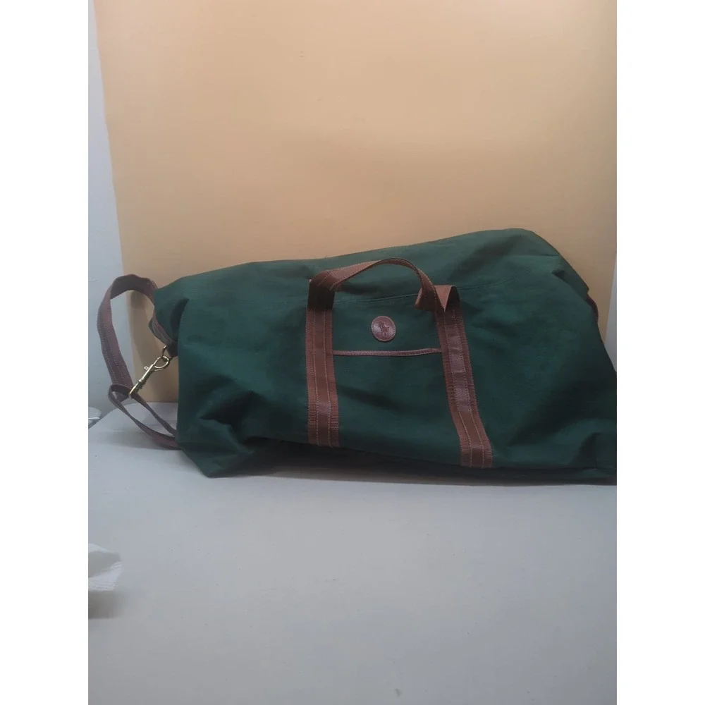 Vintage Polo Ralph Lauren Green Canvas Large Weekender Designer Duffle Bag